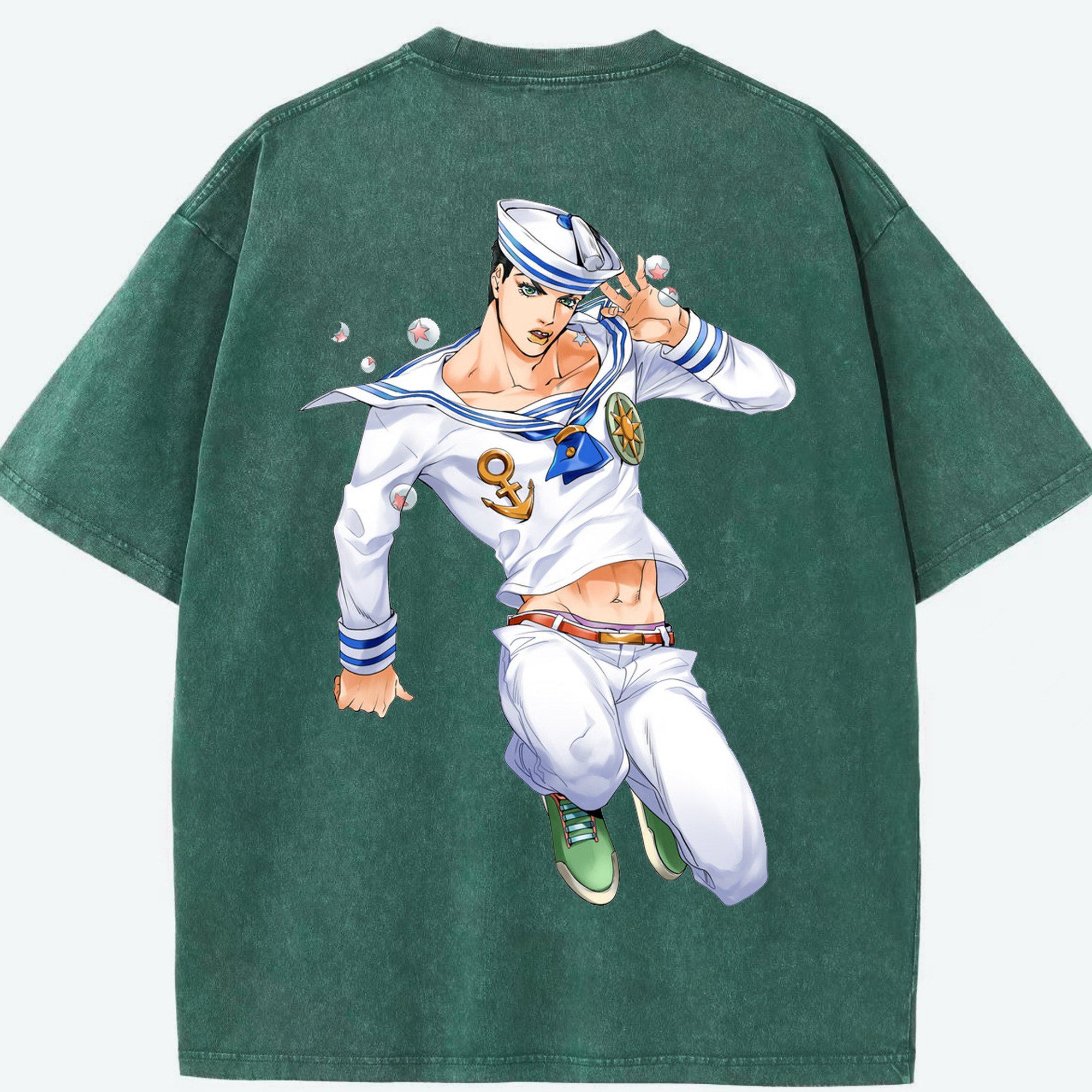 （画像用） ジョジョの奇妙な冒険 東方定助 JoJo's Bizarre Adventure Higashikata Josuke 綿100% ヴィンテージ風 半袖Tシャツ（背面プリント）